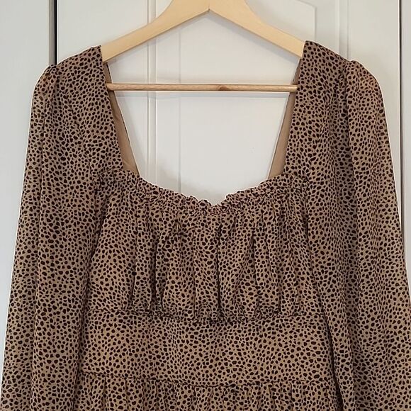 Altar'd State Animal Print Babydoll Tiered Mini Dress Size L - Picture 3 of 11